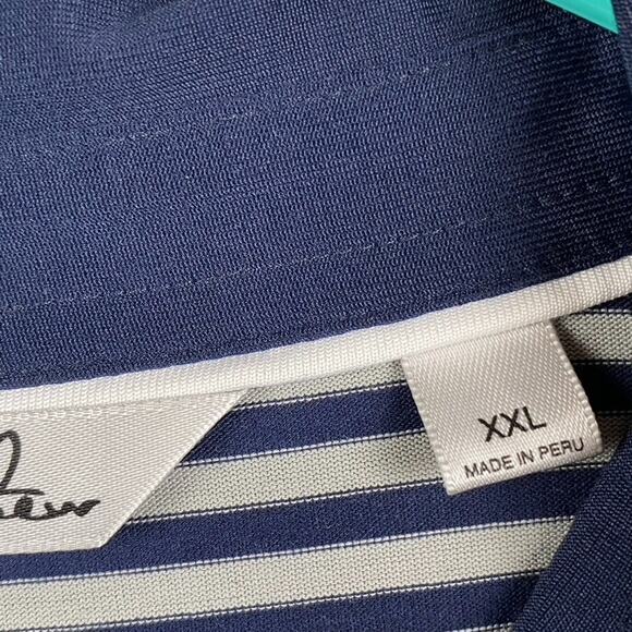 Travis Mathew Golf Polo Shirt Men's 2XL Navy Gray Striped Causal Performance - Picture 6 of 14